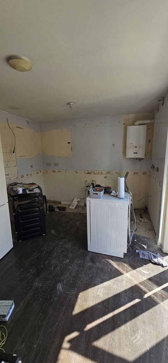 Kitchen electrical installation and rip-out in progress by RCD Electrical Installations Sheffield